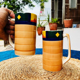 Hand Painted Boho Fiesta Jumbo Ceramic Coffee Mug Set Of 2 - 500ml Each | Milk Mugs & Ceramic Beer Mugs - Large Mugs | Microwave Safe & Dishwasher Safe